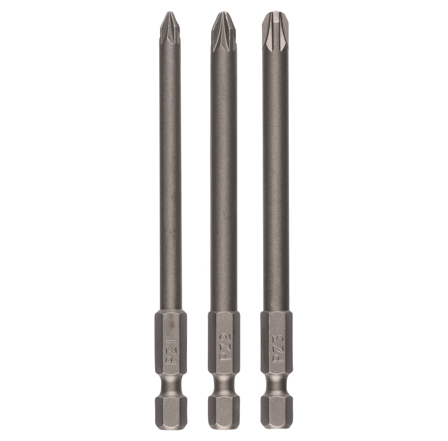 Poranterät & Ruuvauskärjet - Bosch 3-os. ruuvauskärkisarja Pozidriv-ristikantaruuveille (PZ) PZ1; PZ2; PZ3; 89 mm - 2609255969