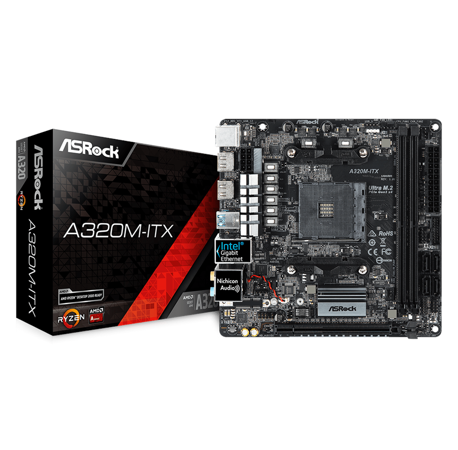 Emolevy - ASRock A320M-ITX Emolevy - AMD A320 - AMD AM4 - DDR4 RAM - Mini-ITX - 90-MXB7X0-A0UAYZ
