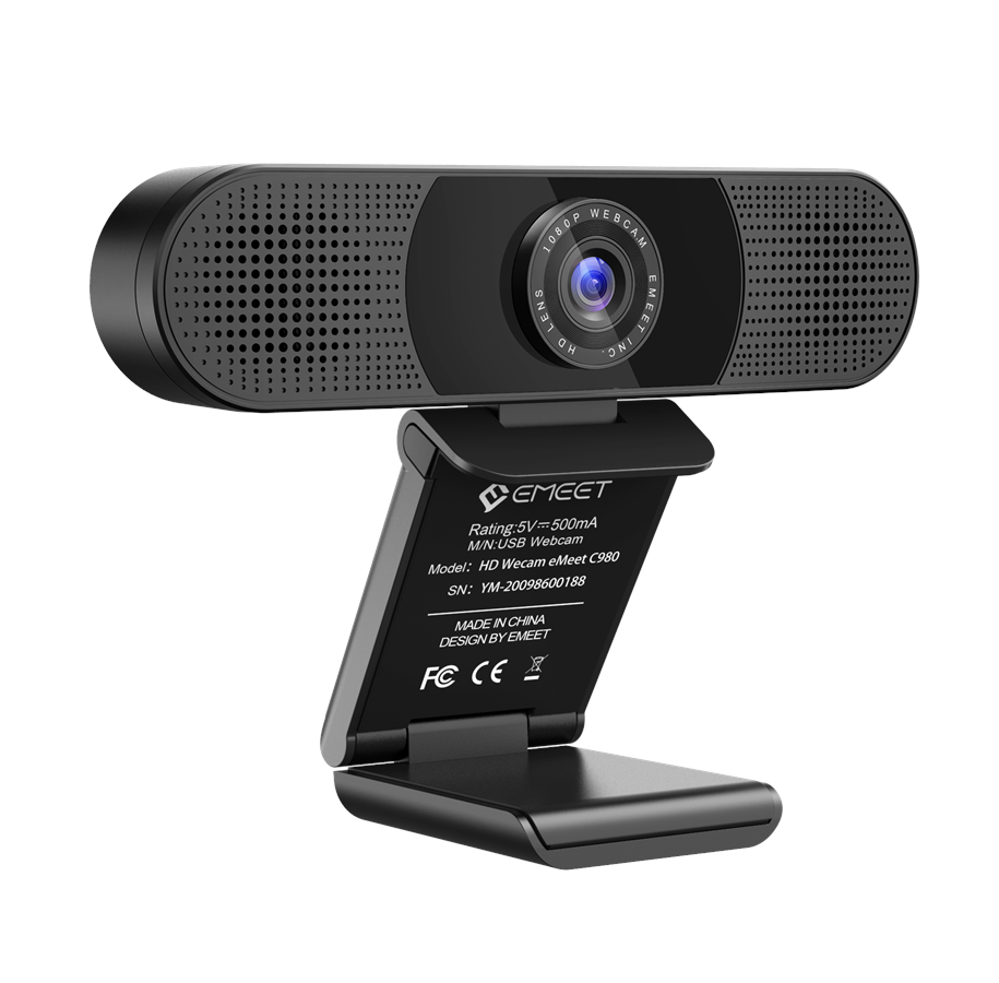 Webcam - eMEET C980 Pro HD Webcam with 4 AI Microphones - EMC980PROBLKDE