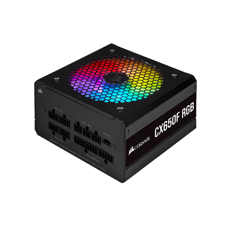 Virtalähde - Corsair CX650F RGB - Black Virtalähde - 650 Watt - 120 mm - ATX - 80 Plus Pronssi sertifioitu - CP-9020217-EU