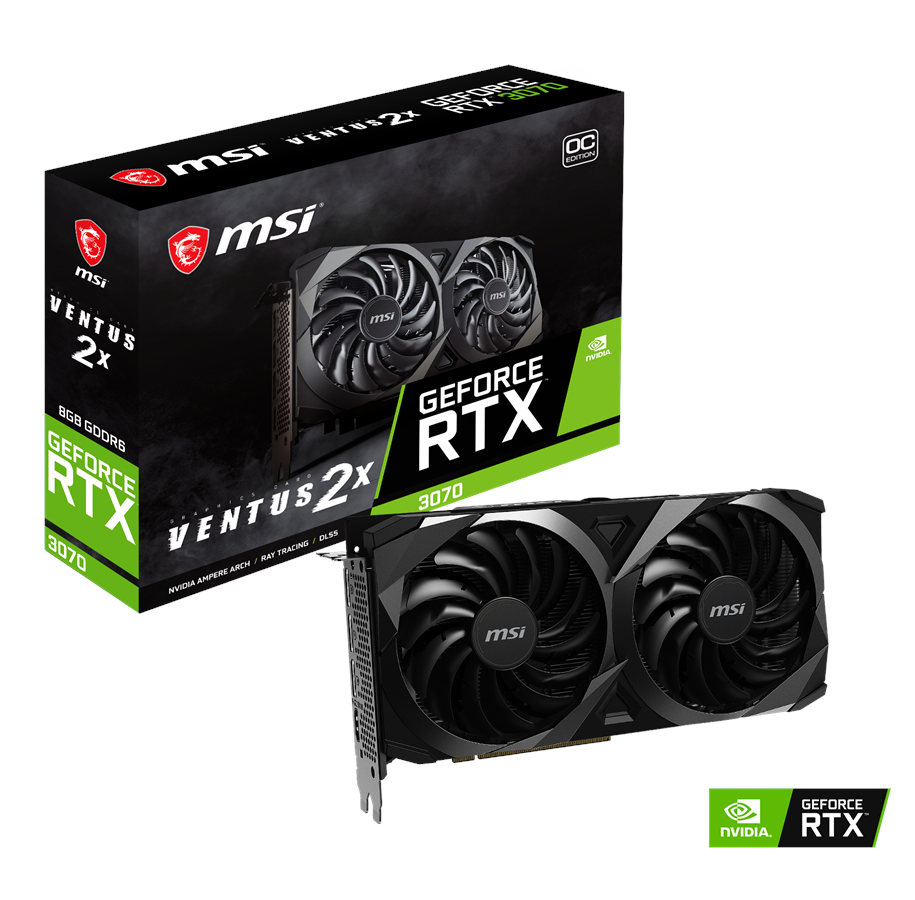 Näytönohjaimet - MSI GeForce RTX 3070 VENTUS 2X OC - 8GB GDDR6 RAM - Näytönohjaimet - RTX 3070 VENTUS 2X OC