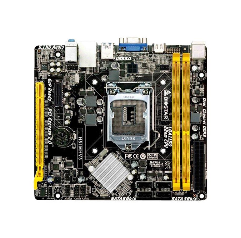 Emolevy - BIOSTAR H81MHV3 - motherboard - micro ATX - LGA1150 Socket - H81 Emolevy - Intel H81 Express - Intel LGA1150 - DDR3L (Low Voltage) RAM - Micro-ATX - H81MHV3