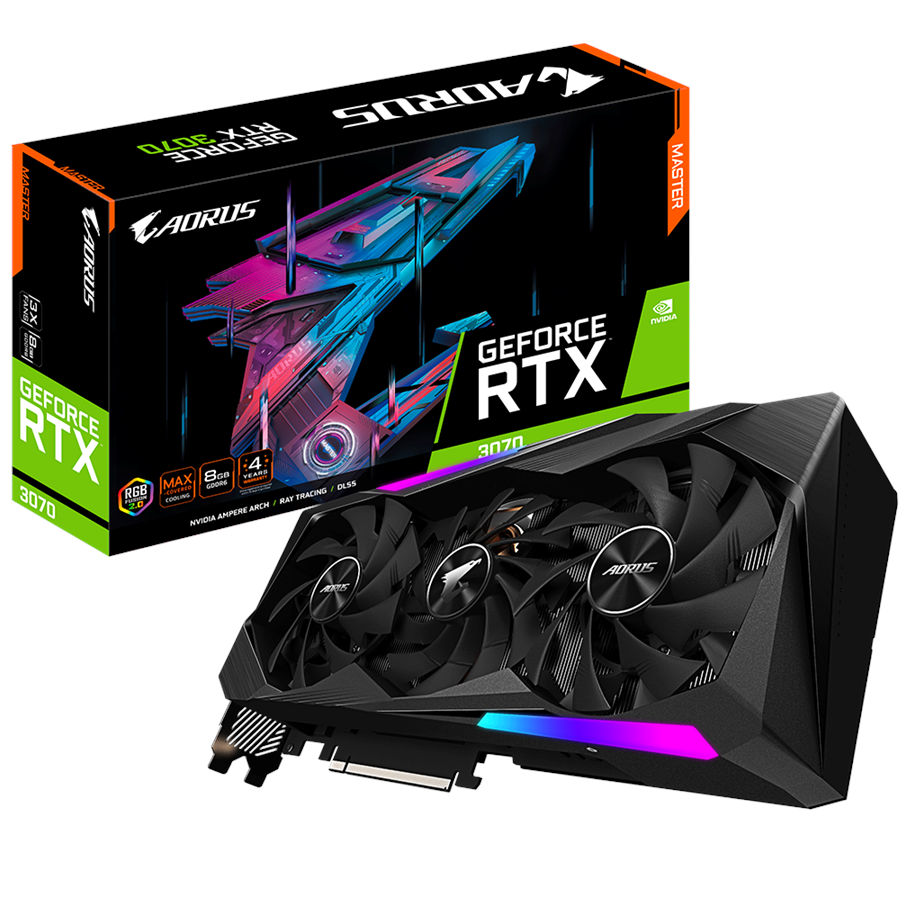 Näytönohjaimet - GIGABYTE GeForce RTX 3070 AORUS Master - 8GB GDDR6 RAM - Näytönohjaimet - GV-N3070AORUS M-8GD