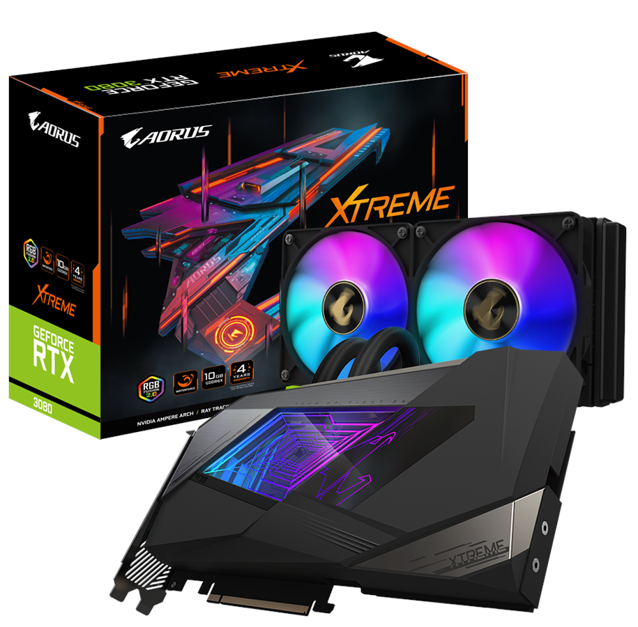Näytönohjaimet - GIGABYTE GeForce RTX 3080 AORUS WaterForce Xtreme - 10GB GDDR6X RAM - Näytönohjaimet - GV-N3080AORUSX W-10GD