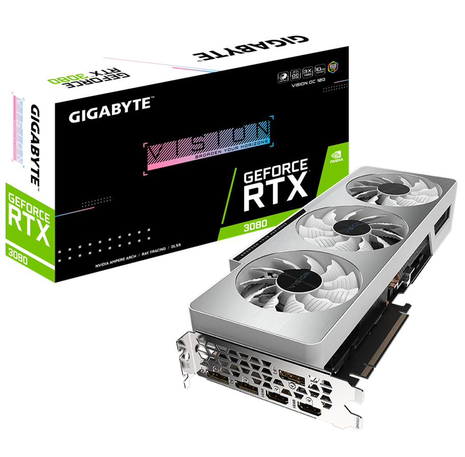 Näytönohjaimet - GIGABYTE GeForce RTX 3080 OC - 10GB GDDR6X RAM - Näytönohjaimet - GV-N3080VISION OC-10GD