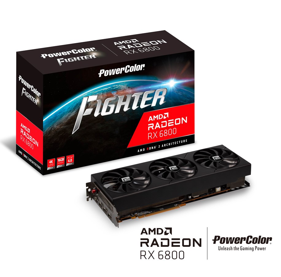 Näytönohjaimet - PowerColor Radeon RX 6800 Fighter - 16GB GDDR6 RAM - Näytönohjaimet - AXRX 6800 16GBD6-3DH/OC