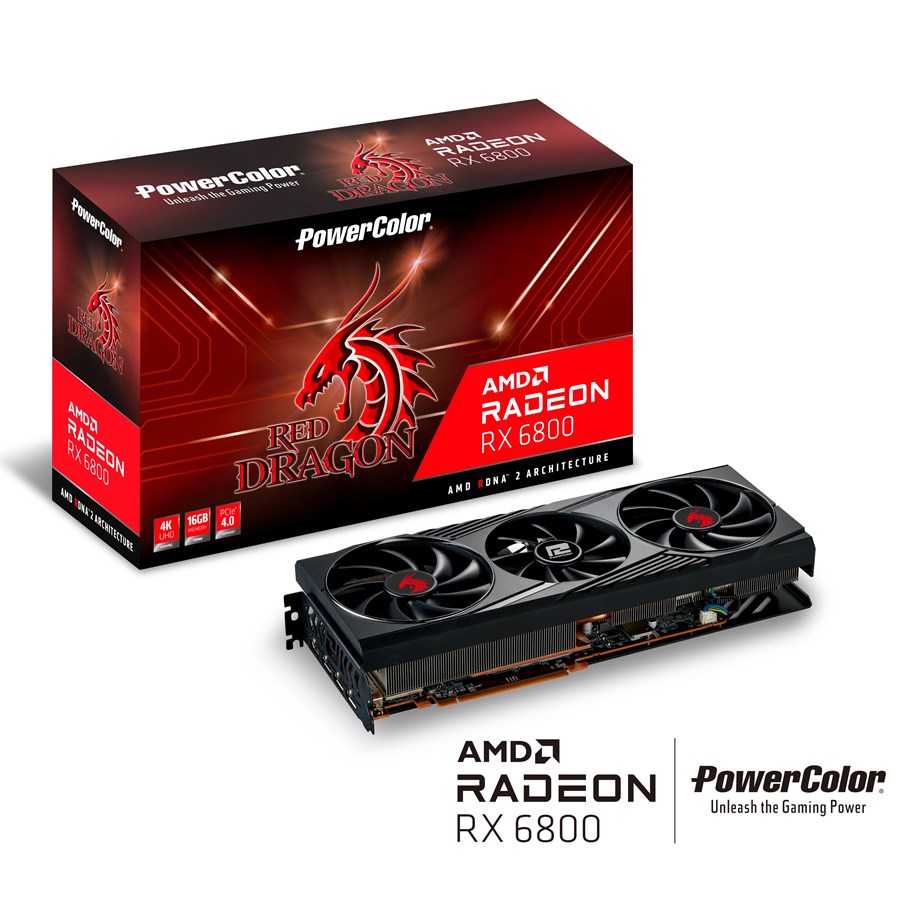Näytönohjaimet - PowerColor Radeon RX 6800 Red Dragon - 16GB GDDR6 RAM - Näytönohjaimet - AXRX 6800 16GBD6-3DHR/OC