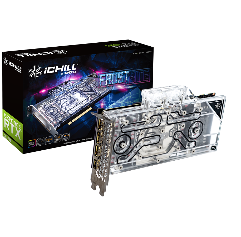 Näytönohjaimet - Inno3D GeForce RTX 3080 iCHILL Frostbite - 10GB GDDR6X RAM - Näytönohjaimet - C3080-106XX-1810FB