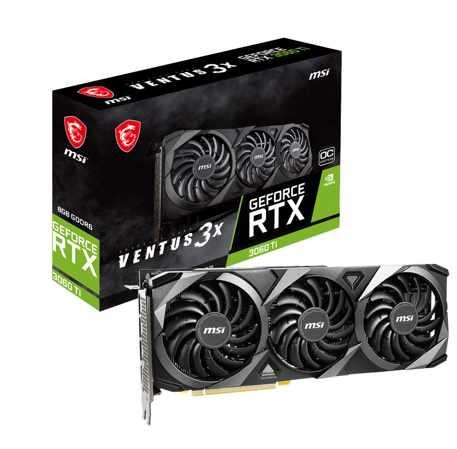 Näytönohjaimet - MSI GeForce RTX 3060 Ti VENTUS 3X OC - 8GB GDDR6 RAM - Näytönohjaimet - RTX 3060 Ti VENTUS 3X OC