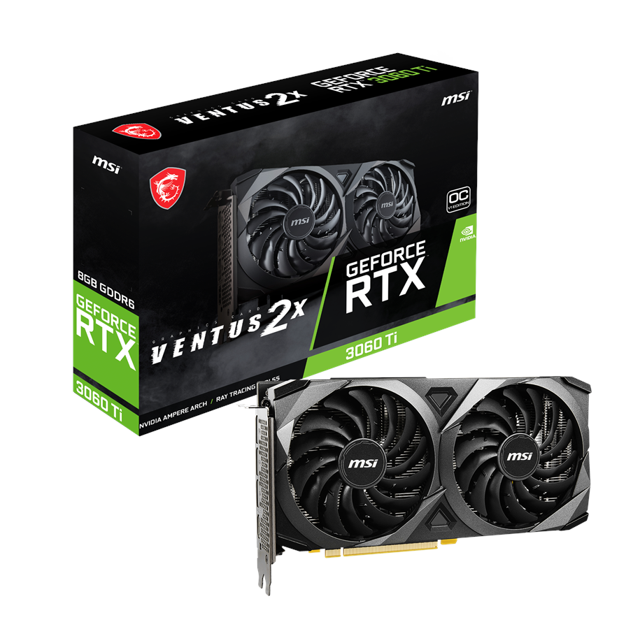 Näytönohjaimet - MSI GeForce RTX 3060 Ti VENTUS 2X OCV1 - 8GB GDDR6 RAM - Näytönohjaimet - RTX 3060 Ti VENTUS 2X OCV1