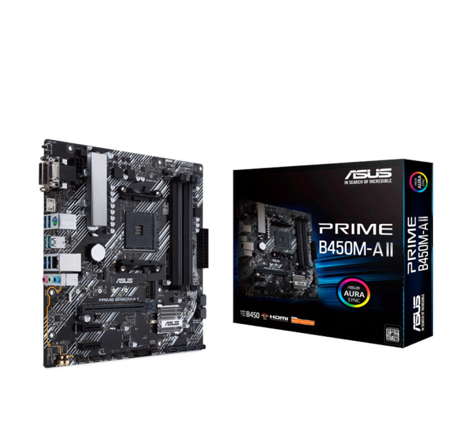 Emolevy - ASUS PRIME B450M-A II Emolevy - AMD B450 - AMD AM4 - DDR4 RAM - Micro-ATX - 90MB15Z0-M0EAY0