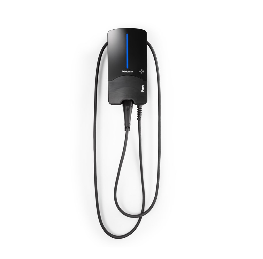 Sähköauton lataus - Webasto Pure II -latausasema 11 kW Type 2 Black Edition -  7 m kaapeli - Integroitu Type B vikavirran tunnistus - 5110497A