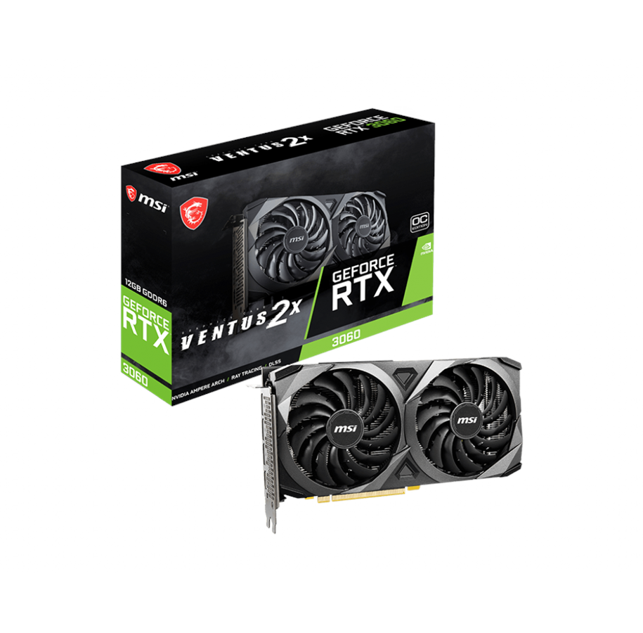 Näytönohjaimet - MSI GeForce RTX 3060 VENTUS 2X OC LHR - 12GB GDDR6 RAM - Näytönohjaimet - RTX 3060 VENTUS 2X 12G OC