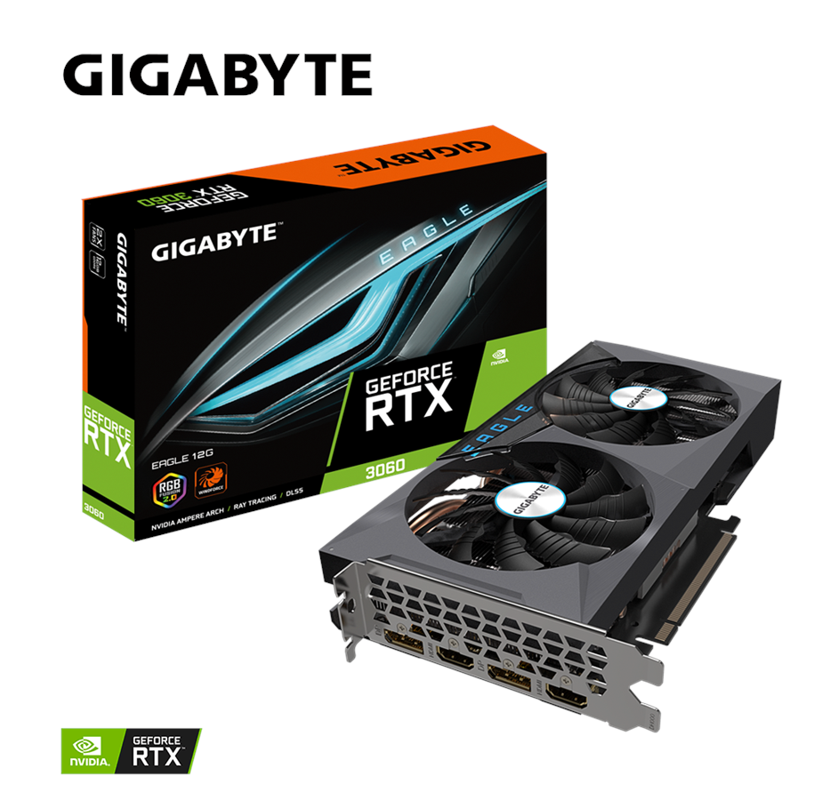 Näytönohjaimet - GIGABYTE GeForce RTX 3060 EAGLE - 12GB GDDR6 RAM - Näytönohjaimet - GV-N3060EAGLE-12GD