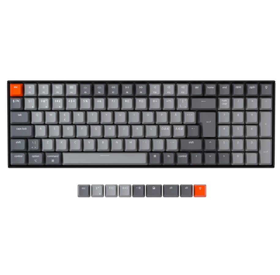Näppäimistöt - Keychron K4 RGB Aluminium (V2) - Gateron Blue - Pelinäppäimistö - Pohjoismainen - Musta - K4C2