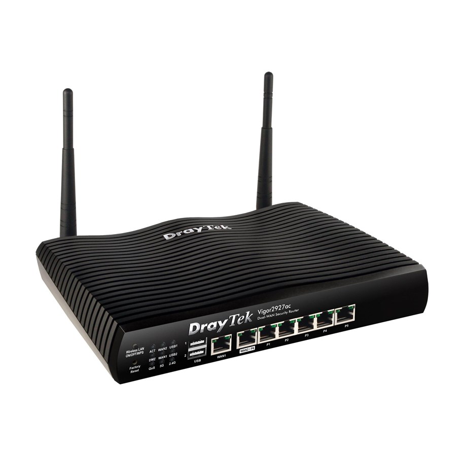 Reitittimet  - DrayTek Vigor 2927ac - Wireless router 802.11a/b/g/n/Wi-Fi 5 Wave 2 - V2927AC-DE-AT-CH