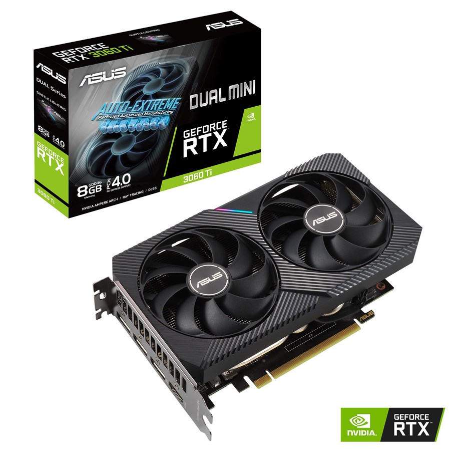 Näytönohjaimet - ASUS GeForce RTX 3060 Ti DUAL MINI V2 LHR - 8GB GDDR6 RAM - Näytönohjaimet - 90YV0FT3-M0NA00