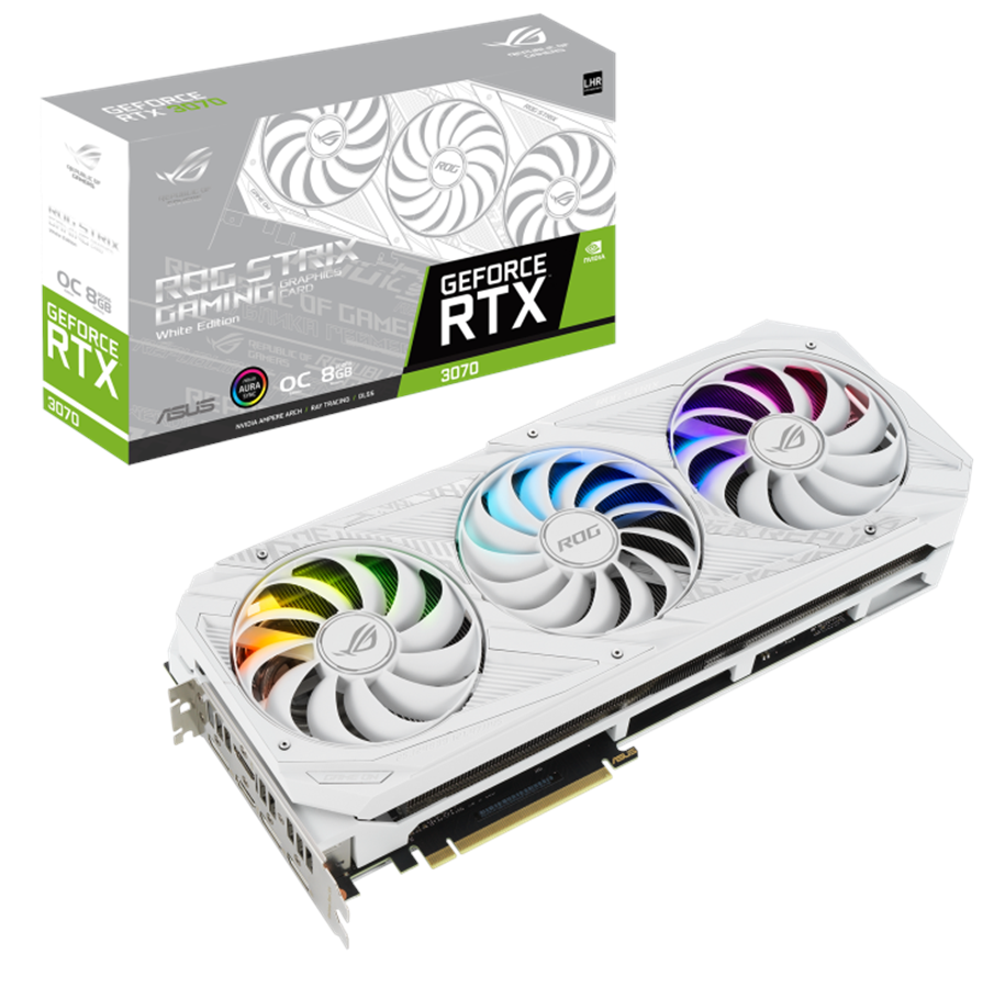 Näytönohjaimet - ASUS GeForce RTX 3070 ROG STRIX OC White V2 LHR - 8GB GDDR6 RAM - Näytönohjaimet - 90YV0FR9-M0NA00
