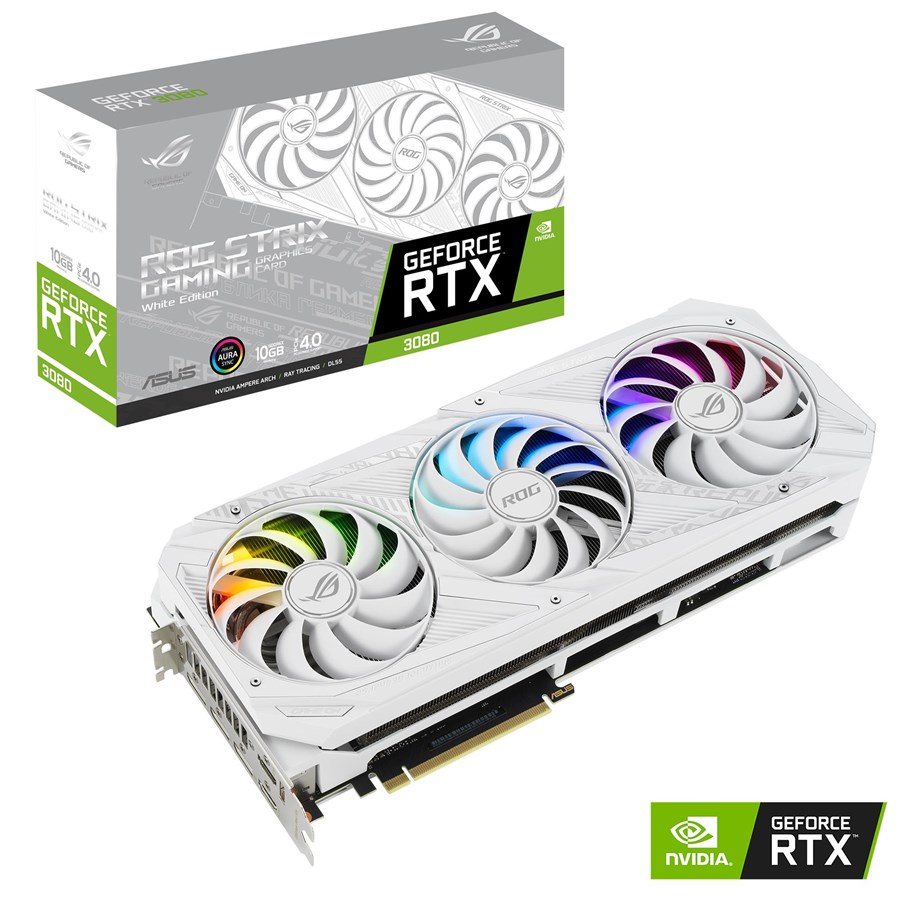 Näytönohjaimet - ASUS GeForce RTX 3080 ROG STRIX OC White V2 LHR - 10GB GDDR6X RAM - Näytönohjaimet - 90YV0FAA-M0NM00