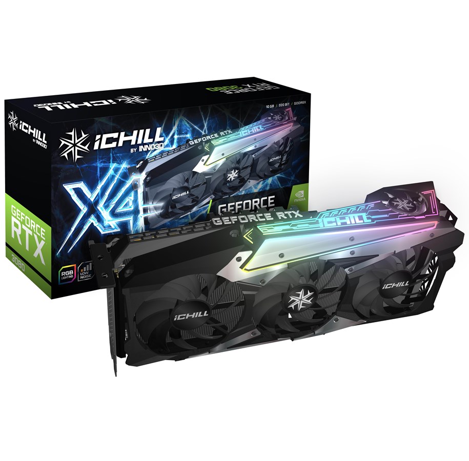 Näytönohjaimet - Inno3D GeForce RTX 3080 iCHILL X4 LHR - 10GB GDDR6X RAM - Näytönohjaimet - C30804-106XX-1810VA36H