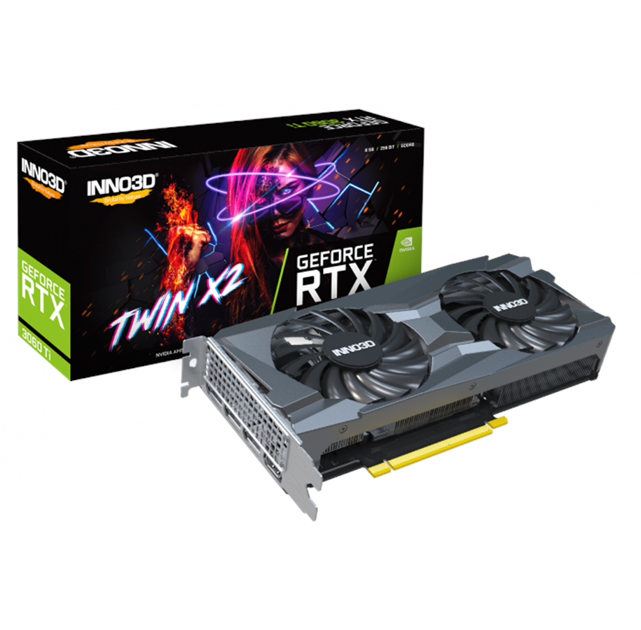 Näytönohjaimet - Inno3D GeForce RTX 3060 Ti Twin X2 LHR - 8GB GDDR6 RAM - Näytönohjaimet - N306T2-08D6-119032DH