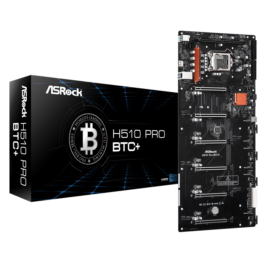 Emolevy - ASRock H510 PRO BTC+ Emolevy - Intel H510 - Intel LGA1200 socket - DDR4 RAM - ATX - 90-MXBGL0-A0UAYZ