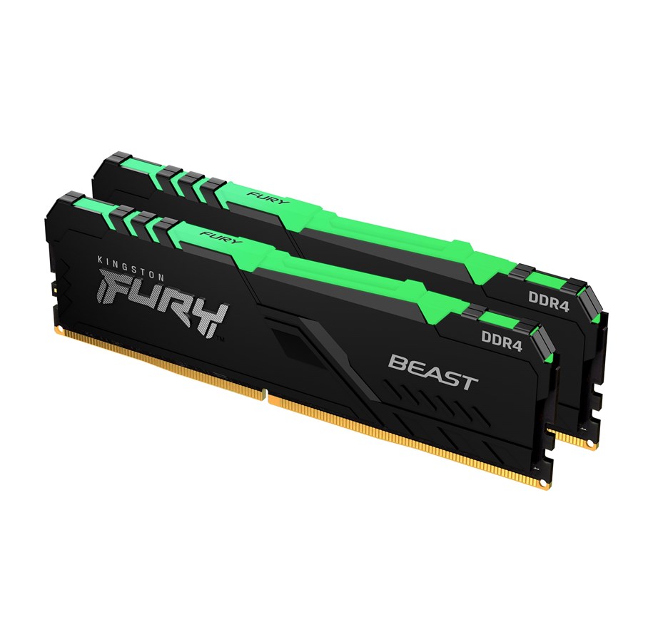 RAM - Kingston FURY Beast RGB DDR4-3200 - 16GB - CL16 - Dual Channel (2 pcs) - Intel XMP - Musta RGB - KF432C16BBAK2/16