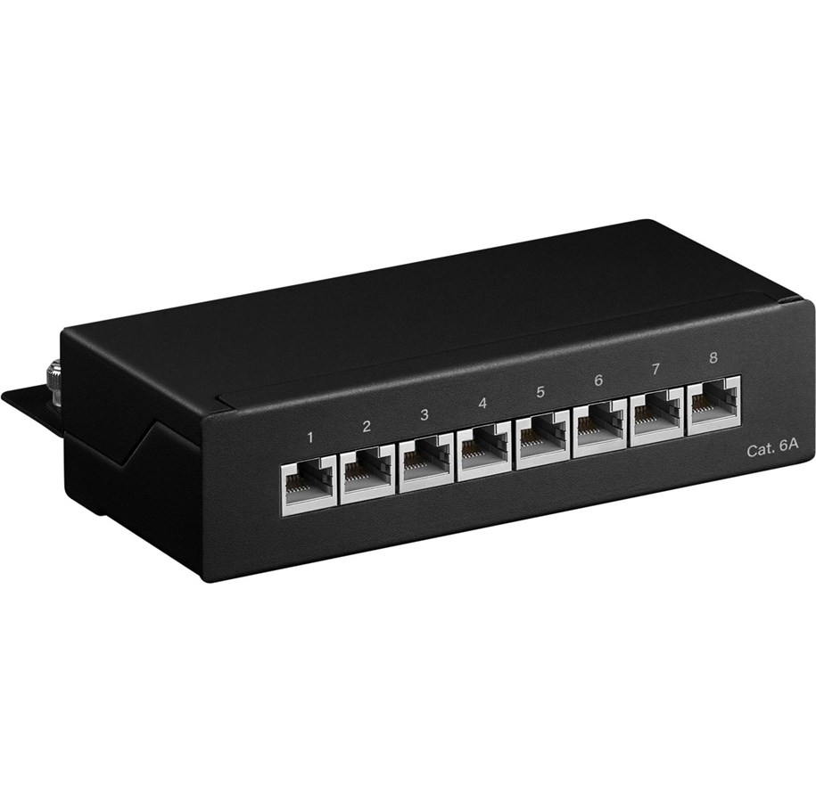 Verkkokaapelit - Pro CAT 6a Mini/Desktop Patch Panel 8 Port Musta - Musta - 4040849620652