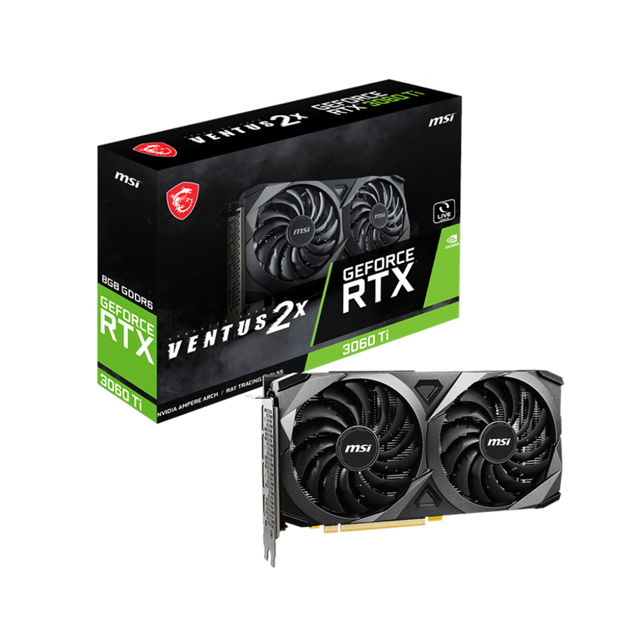 Näytönohjaimet - MSI GeForce RTX 3060 Ti VENTUS 2X V1 LHR - 8GB GDDR6 RAM - Näytönohjaimet - RTX 3060 Ti VENTUS 2X 8G V1 LHR