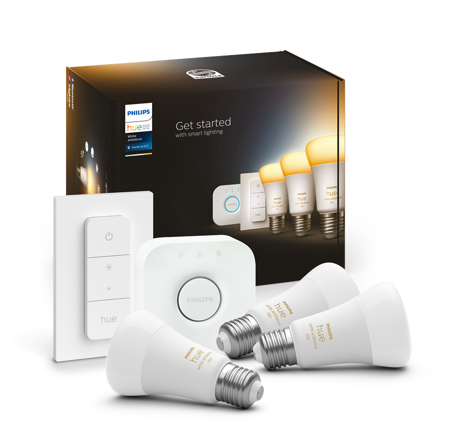 Smart Home - Älykoti - Philips Hue White Ambiance A60 E27 1100 Lumen - Aloituspakkaus 3 lamppua - 929002468403