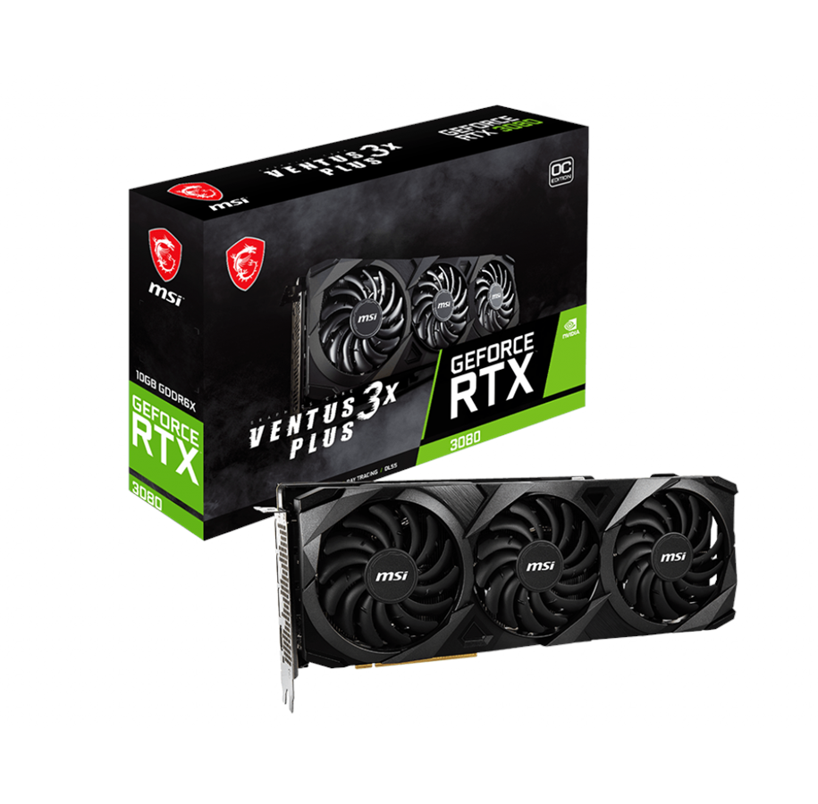 Näytönohjaimet - MSI GeForce RTX 3080 VENTUS 3X PLUS OC LHR - 10GB GDDR6X RAM - Näytönohjaimet - RTX 3080 VENTUS 3X PLUS 10G OC LHR