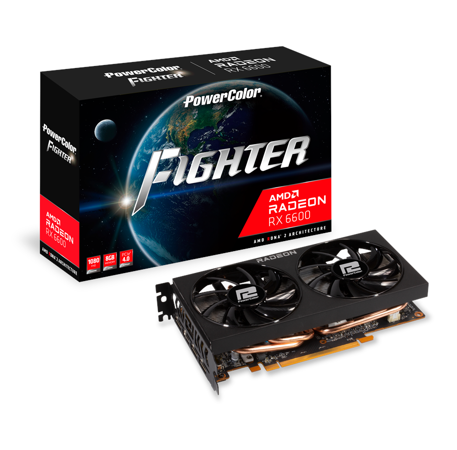 Näytönohjaimet - PowerColor Radeon RX 6600 Fighter - 8GB GDDR6 RAM - Näytönohjaimet - AXRX 6600 8GBD6-3DH