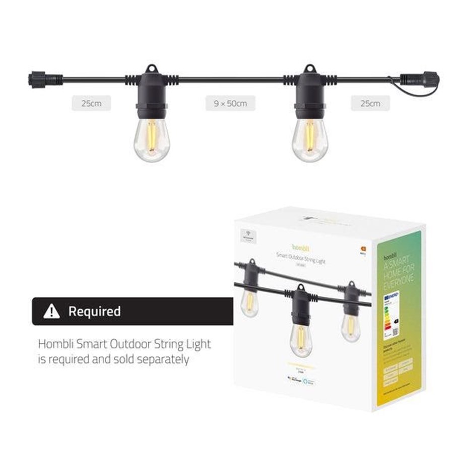 Smart Home - Älykoti - Hombli Älykäs ulkovalosarjan jatkojohto (5m) - HBEW-0105
