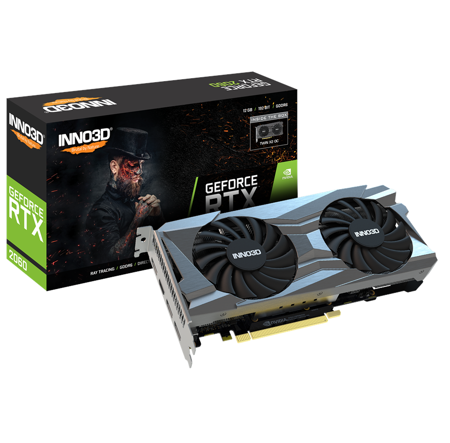 Näytönohjaimet - Inno3D GeForce RTX 2060 Twin X2 OC - 12GB GDDR6 RAM - Näytönohjaimet - N20602-12D6X-1713VA32R