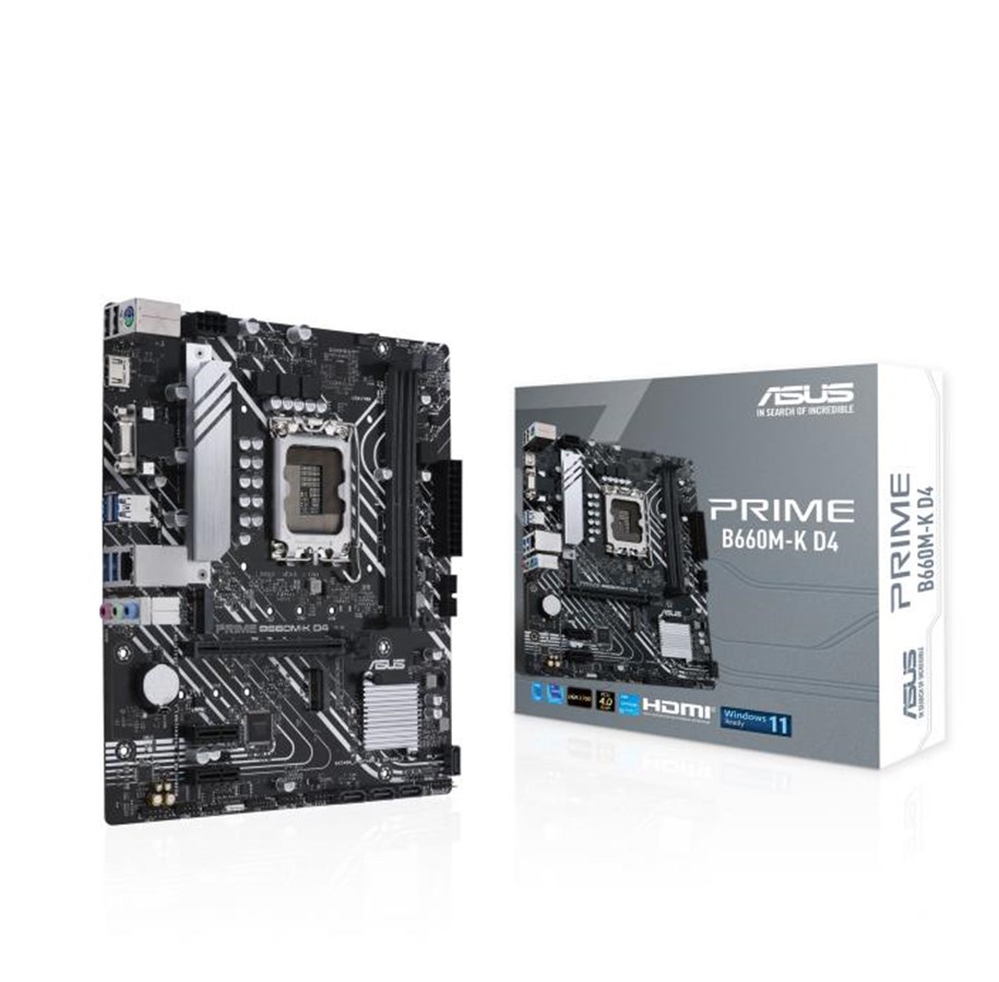 Emolevy - ASUS PRIME B660M-K D4 Emolevy - Intel B660 - Intel LGA1700 socket - DDR4 RAM - Micro-ATX - 90MB1950-M0EAY0