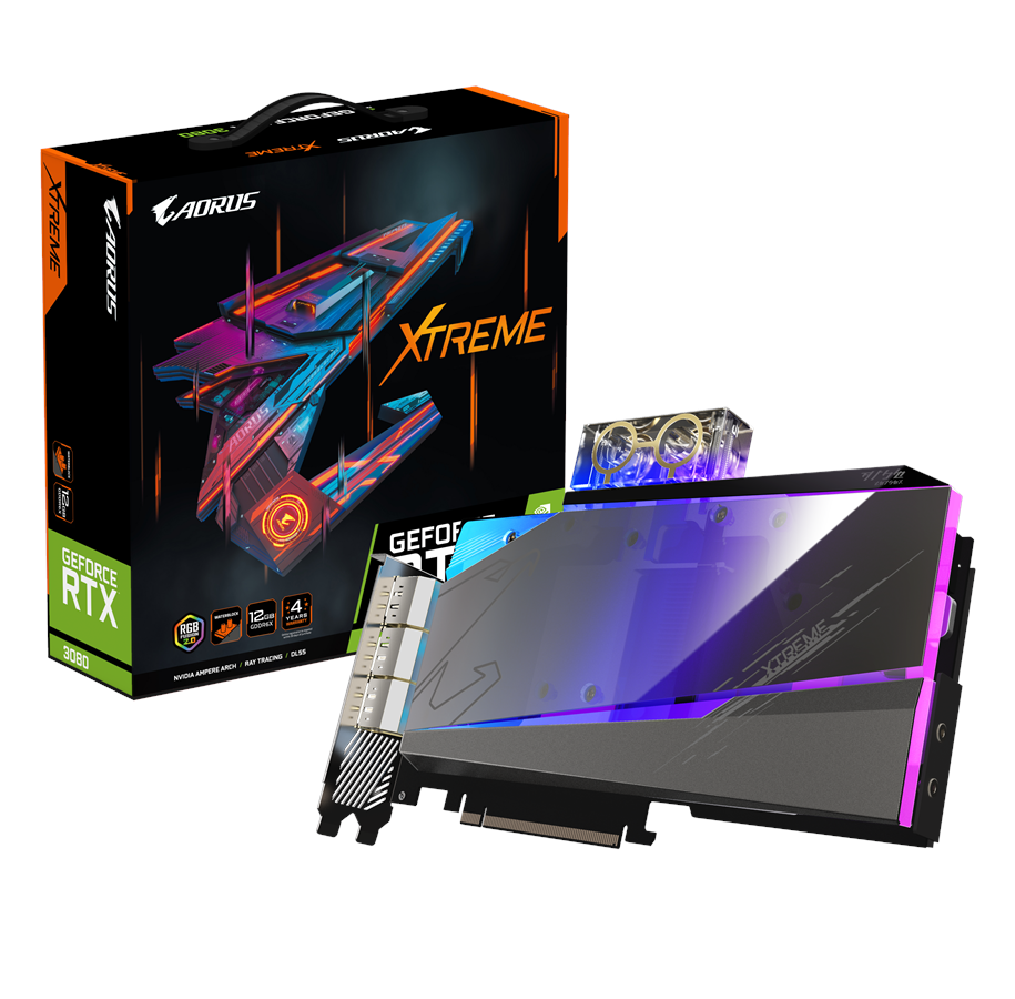 Näytönohjaimet - GIGABYTE GeForce RTX 3080 AORUS WaterForce WB LHR - 12GB GDDR6X RAM - Näytönohjaimet *DEMO* - GV-N3080AORUSX WB-12GD