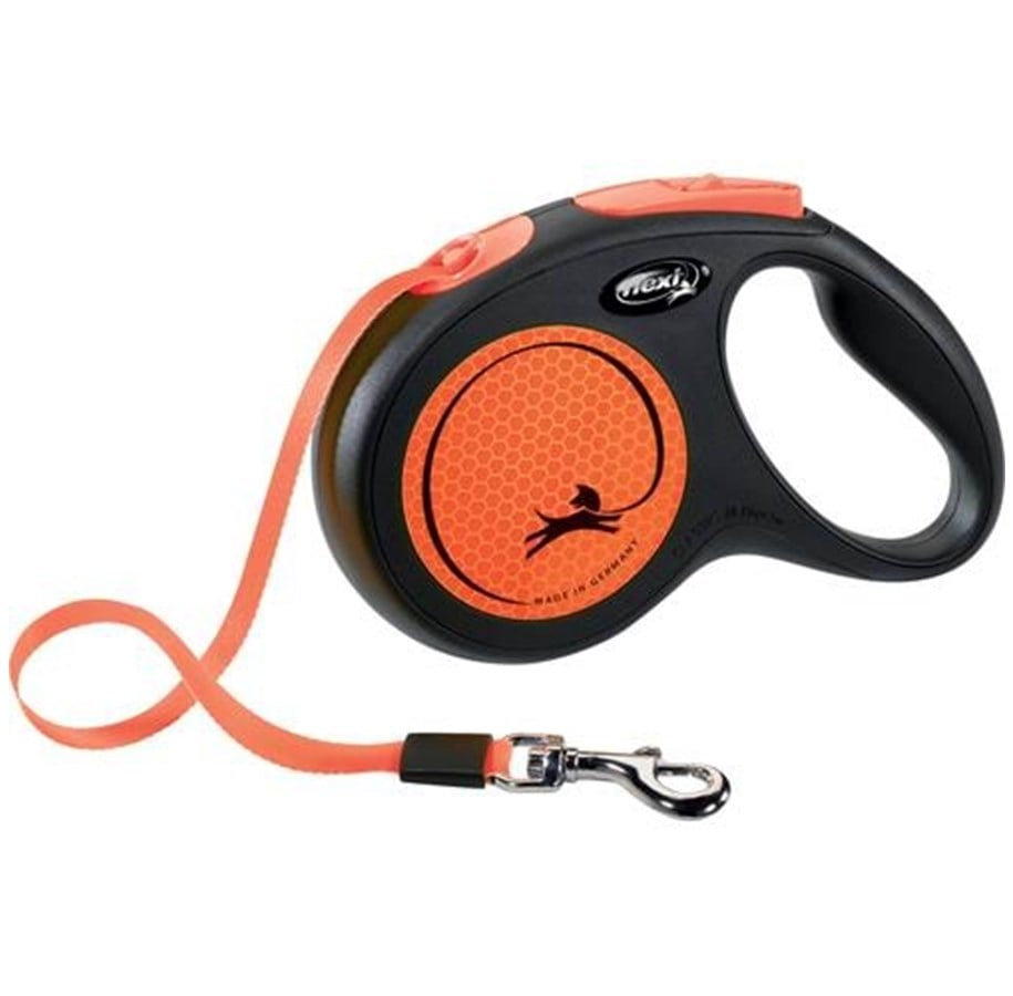 Koirat - Flexi New NEON - kelatalutin M, 5m 25kg musta/neon oranssi - H7829O