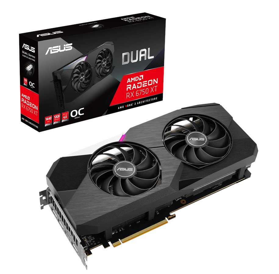Näytönohjaimet - ASUS Radeon RX 6750 XT DUAL OC - 12GB GDDR6 RAM - Näytönohjaimet - 90YV0HK0-M0NA00