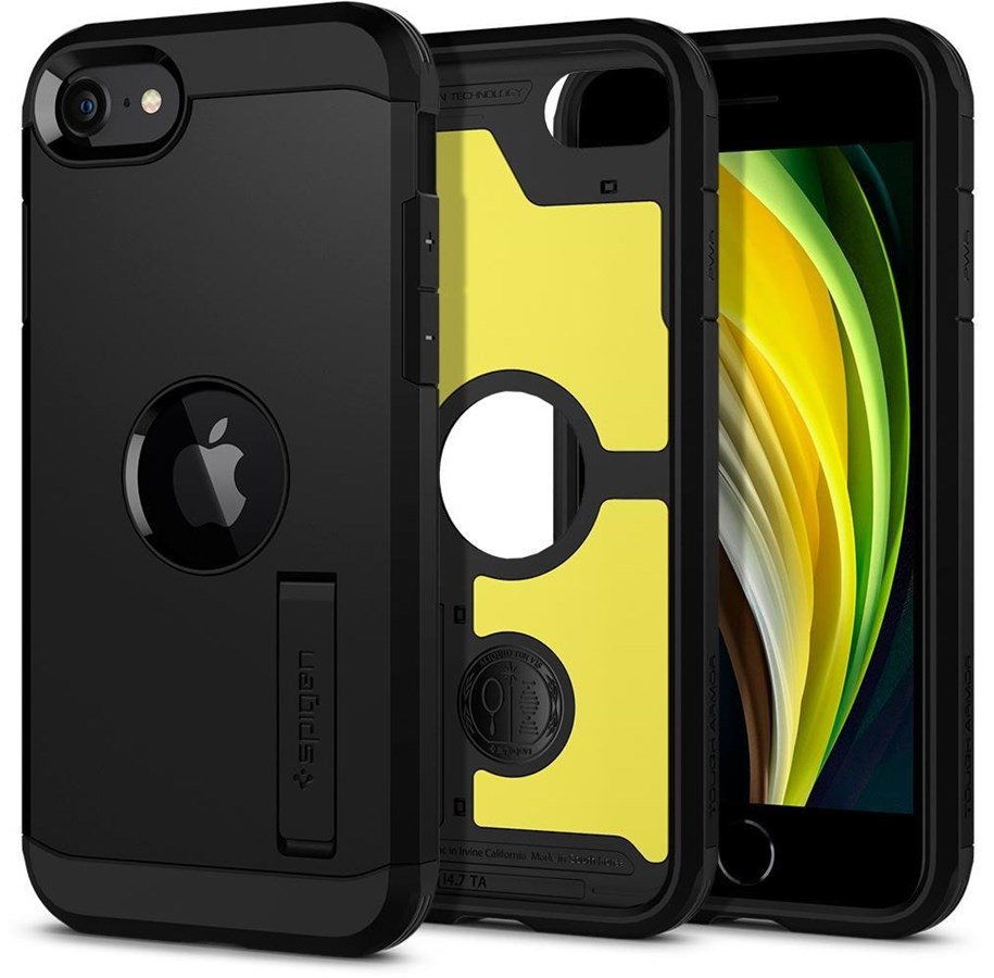 Puhelin - Kannet ja kotelot - Spigen Tough Armor - black - iPhone SE - ACS00950