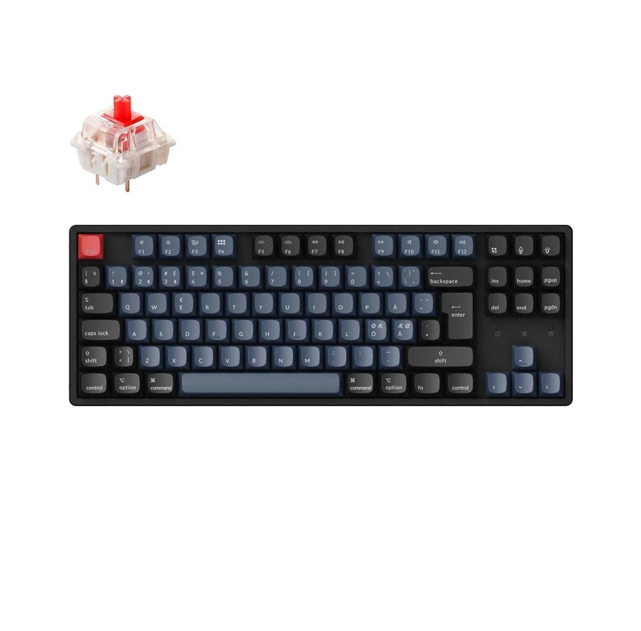 Näppäimistöt - Keychron K8 Pro QMK/VIA RGB Wireless Mechanical Hot-Swap - Gateron G Pro Punainen - Pelinäppäimistö - ilman numpadia - Pohjoismainen - Musta - K8P-J1-BO