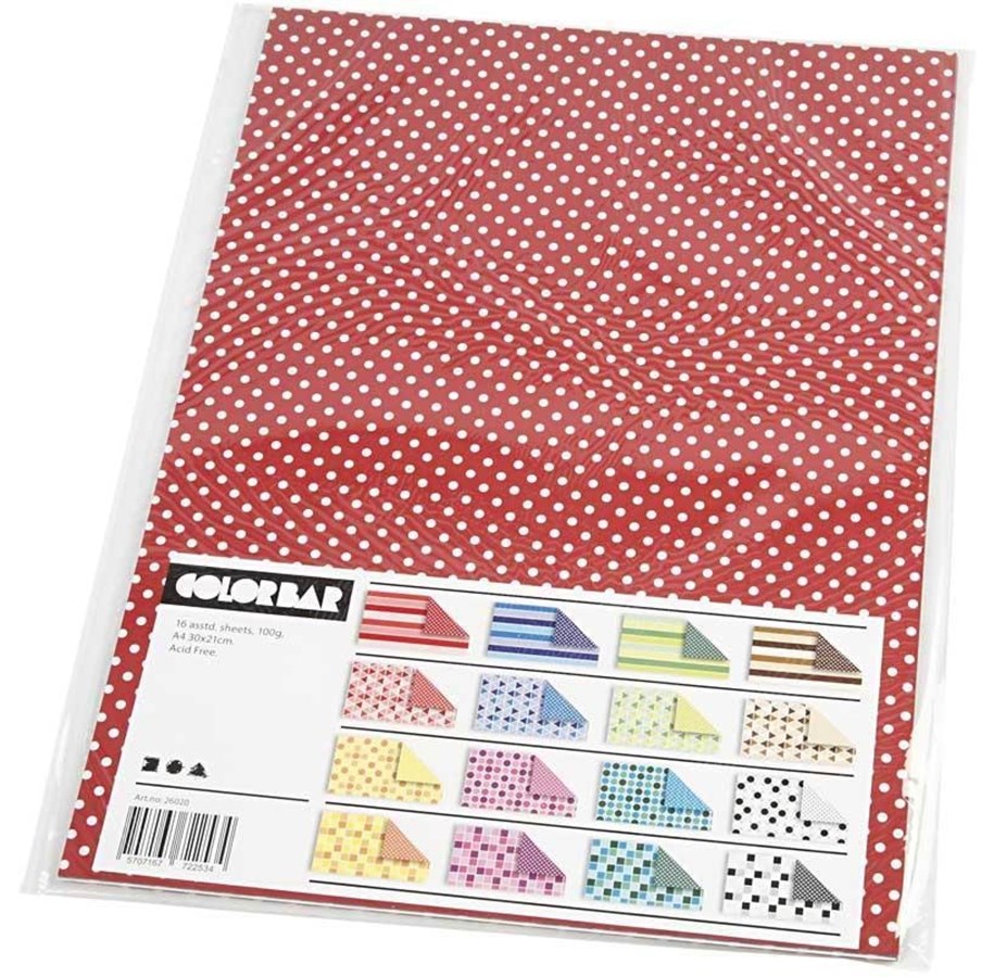 Paperit, valokuvapaperit ja tarrat - Creativ Company Colorbar Paper Print A4 100g 16 arkkia - 26020