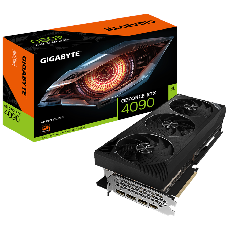 Näytönohjaimet - GIGABYTE GeForce RTX 4090 WindForce - 24GB GDDR6X RAM - Näytönohjaimet - GV-N4090WF3-24GD