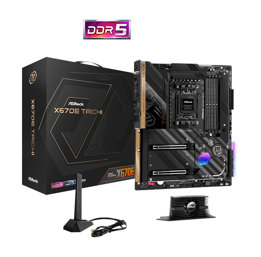 Emolevy - ASRock X670E Taichi Emolevy - AMD X670E - AMD AM5 - DDR5 RAM - ATX - 90-MXBJ00-A0UAYZ
