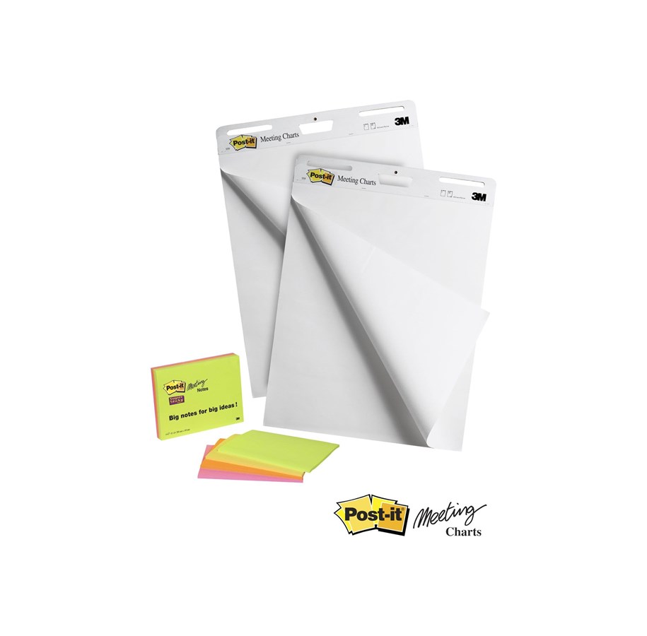 Vihkot, Lomakkeet & Muistikirjat - 3M Post-it Super Sticky - telinepohjainen muistilappupalikka - 635 x 762 mm - 30 arkkia (2 pakettia) - 7000080909