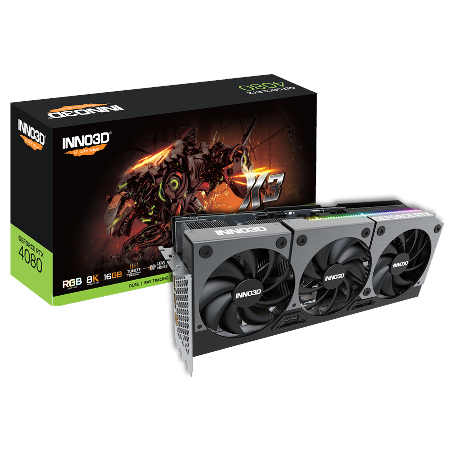 Näytönohjaimet - Inno3D GeForce RTX 4080 X3 - 16GB GDDR6X RAM - Näytönohjaimet - N40803-166X-187049N