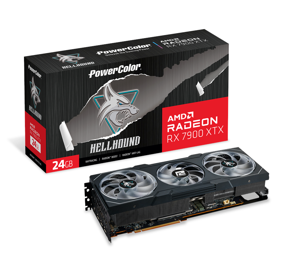 Näytönohjaimet - PowerColor Radeon RX 7900 XTX Hellhound OC - 24GB GDDR6 RAM - Näytönohjaimet - RX7900XTX 24G-L/OC