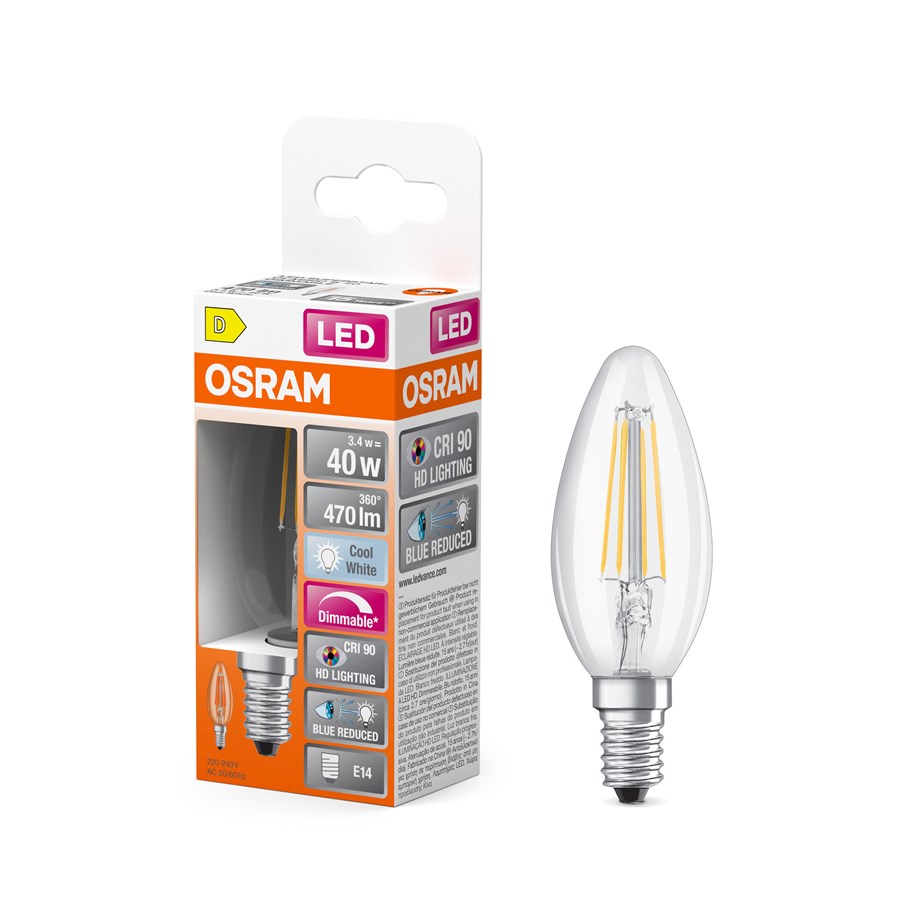 Lamput - Osram LED-lamppu LED SUPERSTAR PLUS CLASSIC B FILAMENT 40 3.4 W/4000 K E14 - 4058075602755
