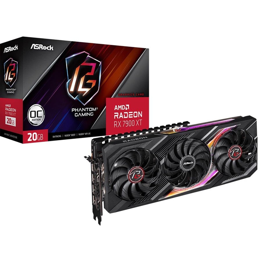 Näytönohjaimet - ASRock Radeon RX 7900 XT Phantom Gaming OC - 20GB GDDR6 RAM - Näytönohjaimet - 90-GA3XZZ-00UANF