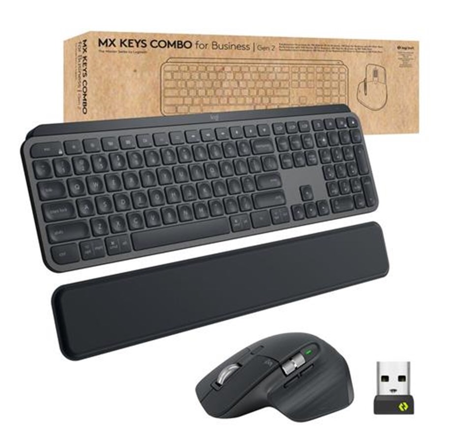 Näppäimistöt - Logitech MX-näppäimistöyhdistelmä yrityksille - Näppäimistö ja Hiirisetti - Ranskalainen - Musta - 920-010927