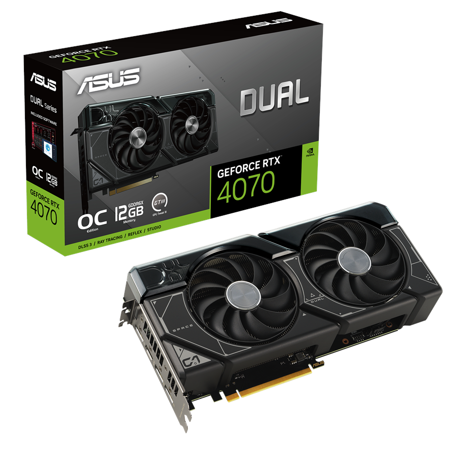 Näytönohjaimet - ASUS GeForce RTX 4070 DUAL OC - 12GB GDDR6X RAM - Näytönohjaimet - 90YV0IZ2-M0NA00